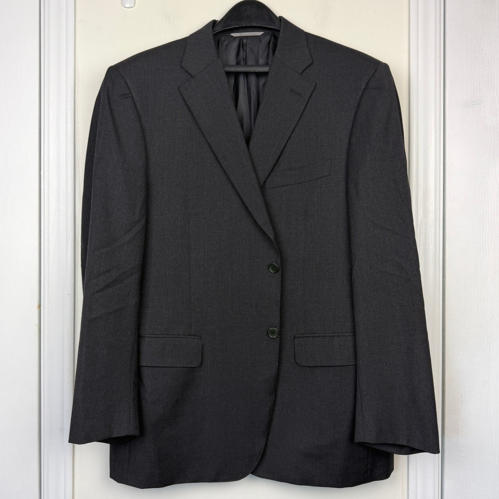 Canali Italy Mens 44R Wool Blazer Sport Coat Jacket Charcoal Grey 2 Button - Picture 2 of 12